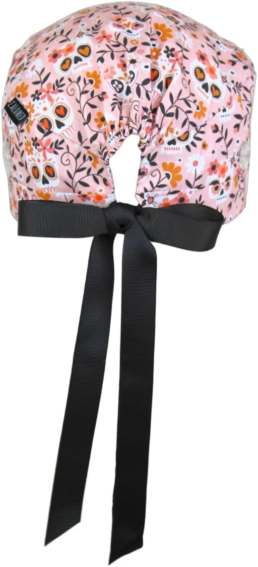 Scrub Cap for Women, Short Hair Style Scrub Caps, Working Hat, Head Cover with Ribbons and Buttons, Short Hair