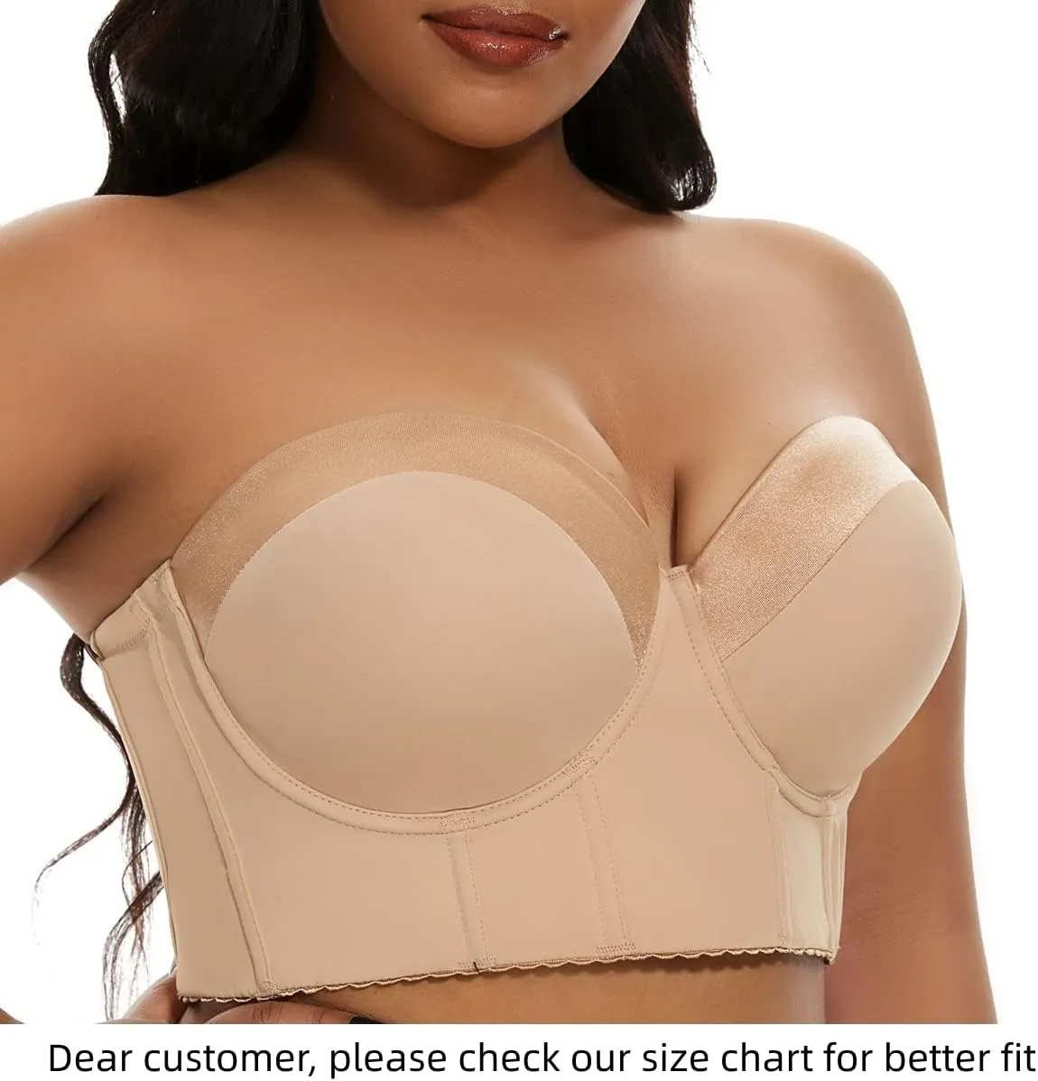 SEA BBOT Women Longline Strapless Bra Full Coverage Corset Bra Hide Back Fat