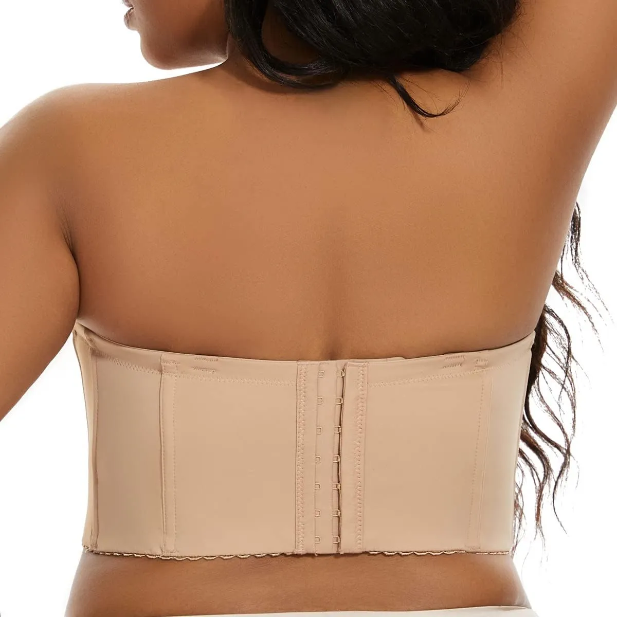 SEA BBOT Women Longline Strapless Bra Full Coverage Corset Bra Hide Back Fat