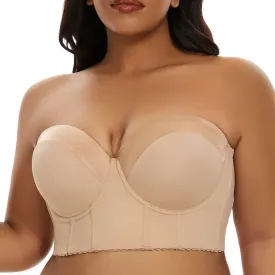 SEA BBOT Women Longline Strapless Bra Full Coverage Corset Bra Hide Back Fat