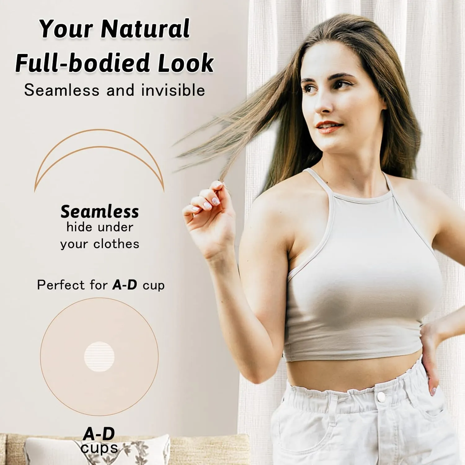 Shintrend Nipple Cover for Women: Silicone Breast Lift Pasties 5.1inch Reusable Adhesive Sticky Bra with Bob Tape