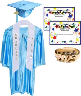 Shiny Deluxe Graduation Sets, Graduation Cap, Gown, Tassel, Sash, Ring, Diploma
