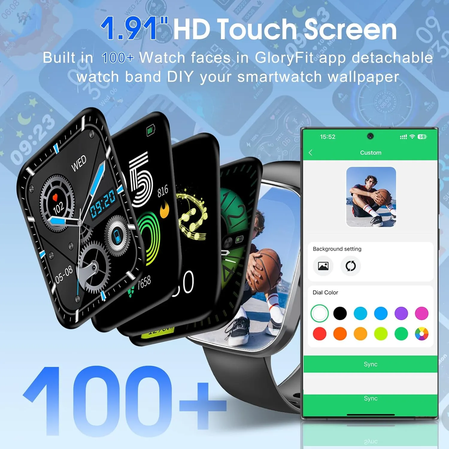 Smart Watch, 1.91" HD Screen Smartwatch for Men Women(Answer/Make Call), Fitness Watch with Heart Rate/Sleep Monitor/Steps Monitor, 110  Sports Modes, IP68 Waterproof Activity Trackers, Black