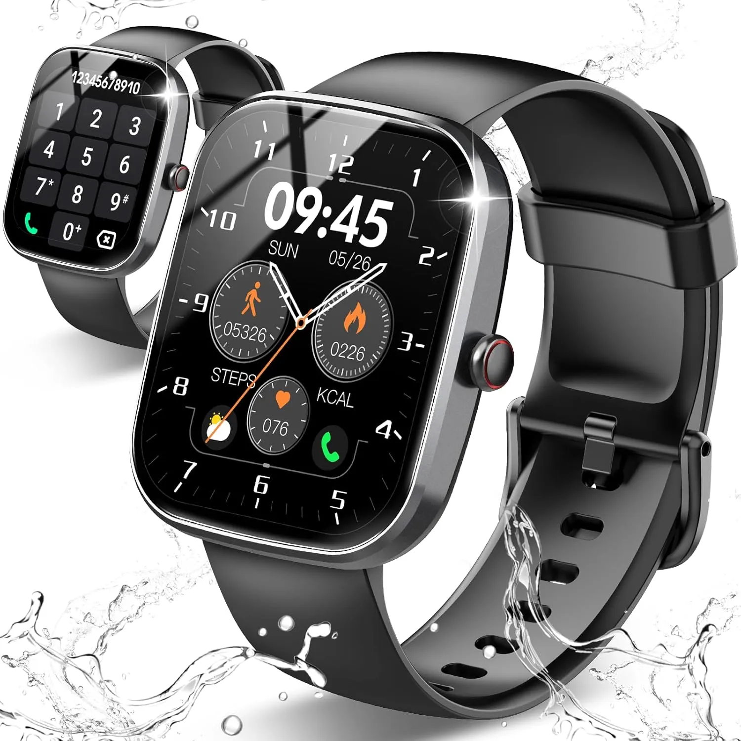 Smart Watch, 1.91" HD Screen Smartwatch for Men Women(Answer/Make Call), Fitness Watch with Heart Rate/Sleep Monitor/Steps Monitor, 110  Sports Modes, IP68 Waterproof Activity Trackers, Black