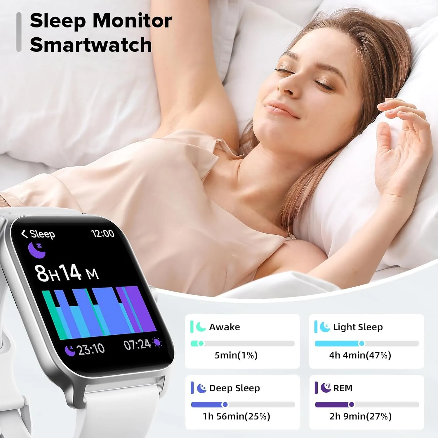 Smart Watch for Women Men, Smartwatch 1.8'' Alexa Fitness Tracker IP68 Waterproof Smart Watches for Women Compatible for Android & iOS with Bluetooth Calls, IP68 Heart Rate/Sleep/SpO2 Monitor, 110 