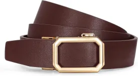 SUOSDEY Women Leather Ratchet Belt for Jeans Pants with Automatic Sliding Buckle, Adjustable Belt for Ladies, Width 1.2"