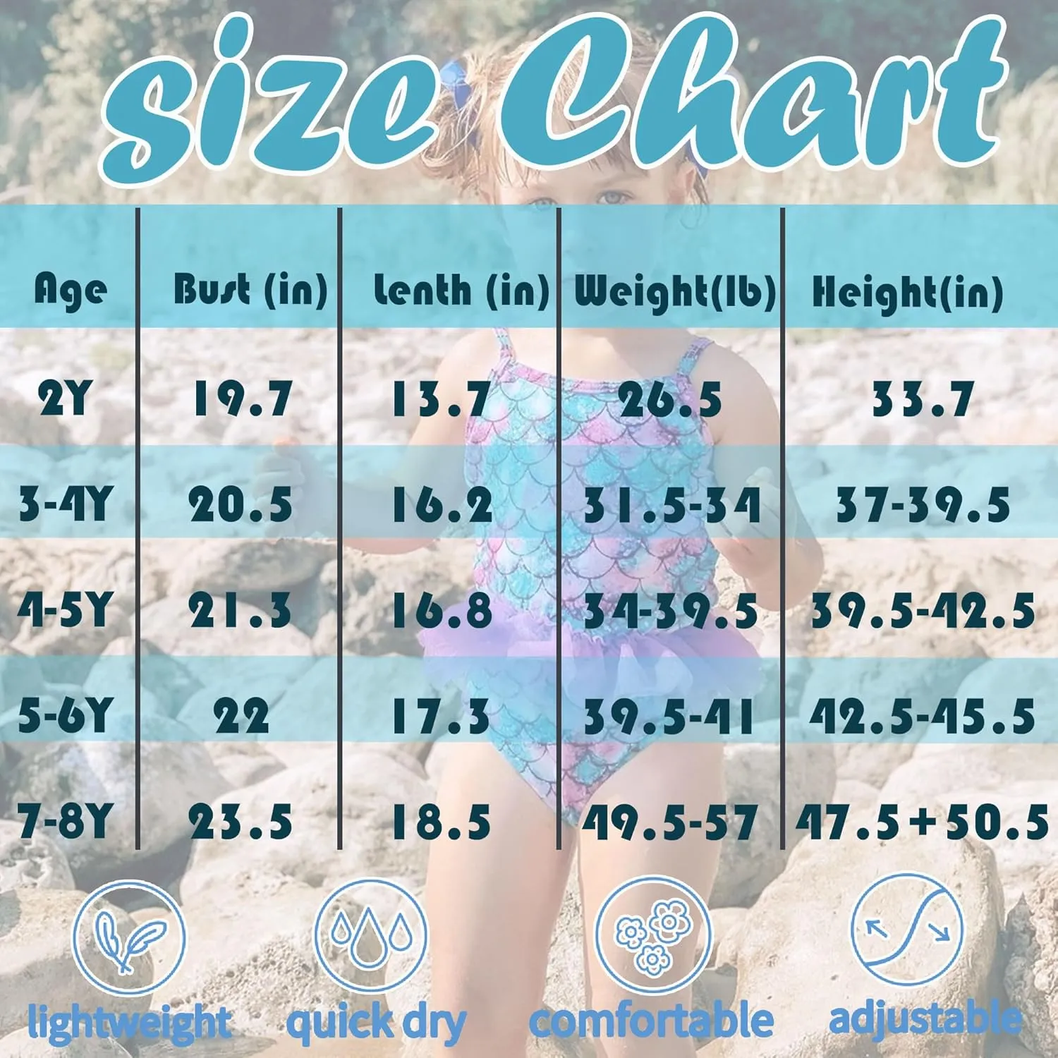 swimsobo Girls One Piece Swimsuit Colorful Mermaid Bathing Suit Cute Swimwear for 2-8 Years