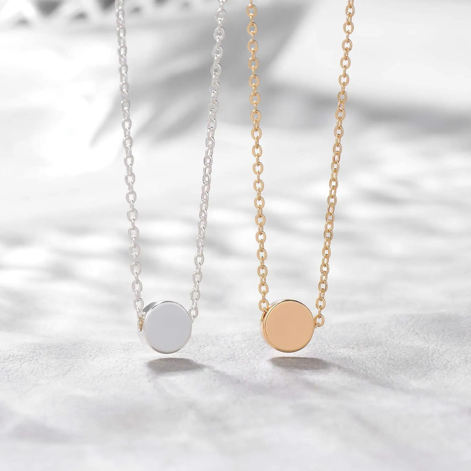 Valloey Rover Gold Necklace for Women 14K Gold Plated Circle Cubic Zirconia Pendant Necklace Dainty Twist Rope Chain Necklace Simple Jewelry Gift for Women