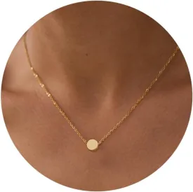 Valloey Rover Gold Necklace for Women 14K Gold Plated Circle Cubic Zirconia Pendant Necklace Dainty Twist Rope Chain Necklace Simple Jewelry Gift for Women