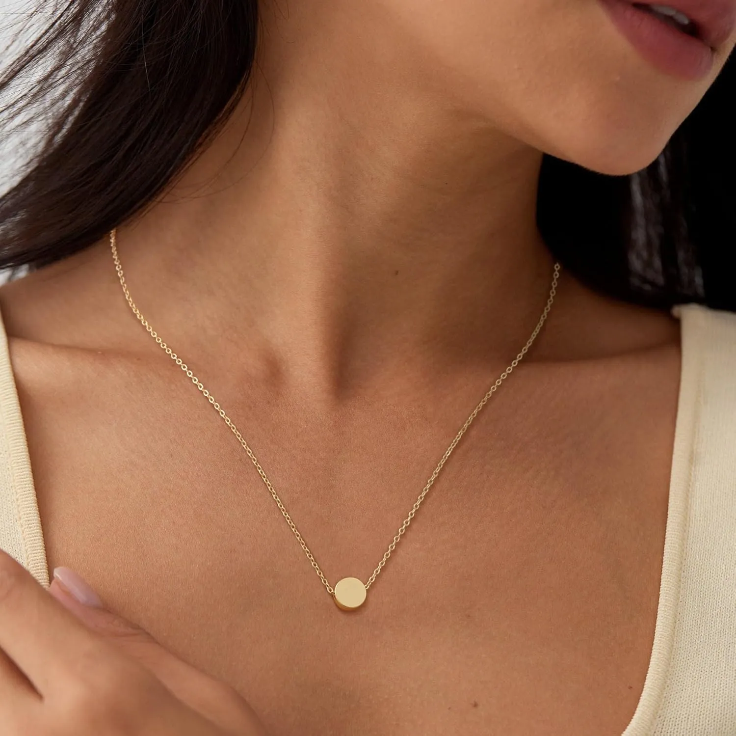 Valloey Rover Gold Necklace for Women 14K Gold Plated Circle Cubic Zirconia Pendant Necklace Dainty Twist Rope Chain Necklace Simple Jewelry Gift for Women