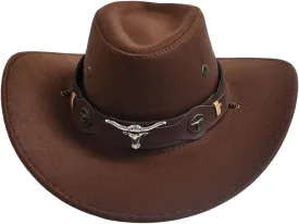 Verdusa Women's Wide Brim Cowboy Hat Western Cowgirl Hats with Belt Buckle