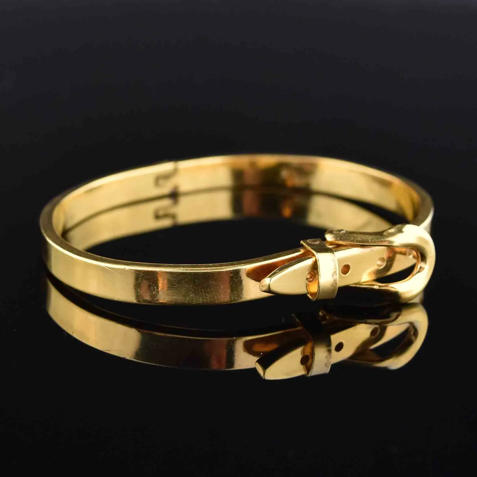Vintage Mexico Sterling Silver Gilt Buckle Cuff Bracelet