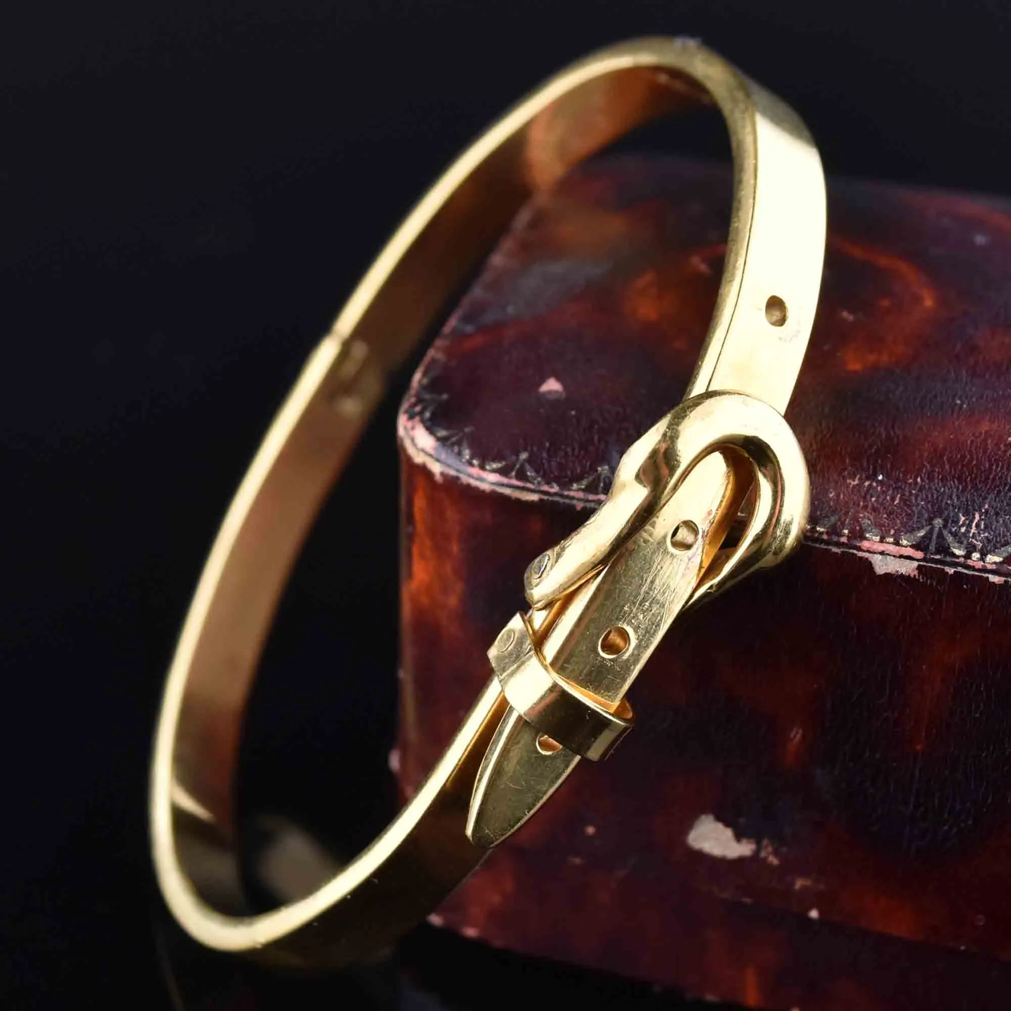 Vintage Mexico Sterling Silver Gilt Buckle Cuff Bracelet