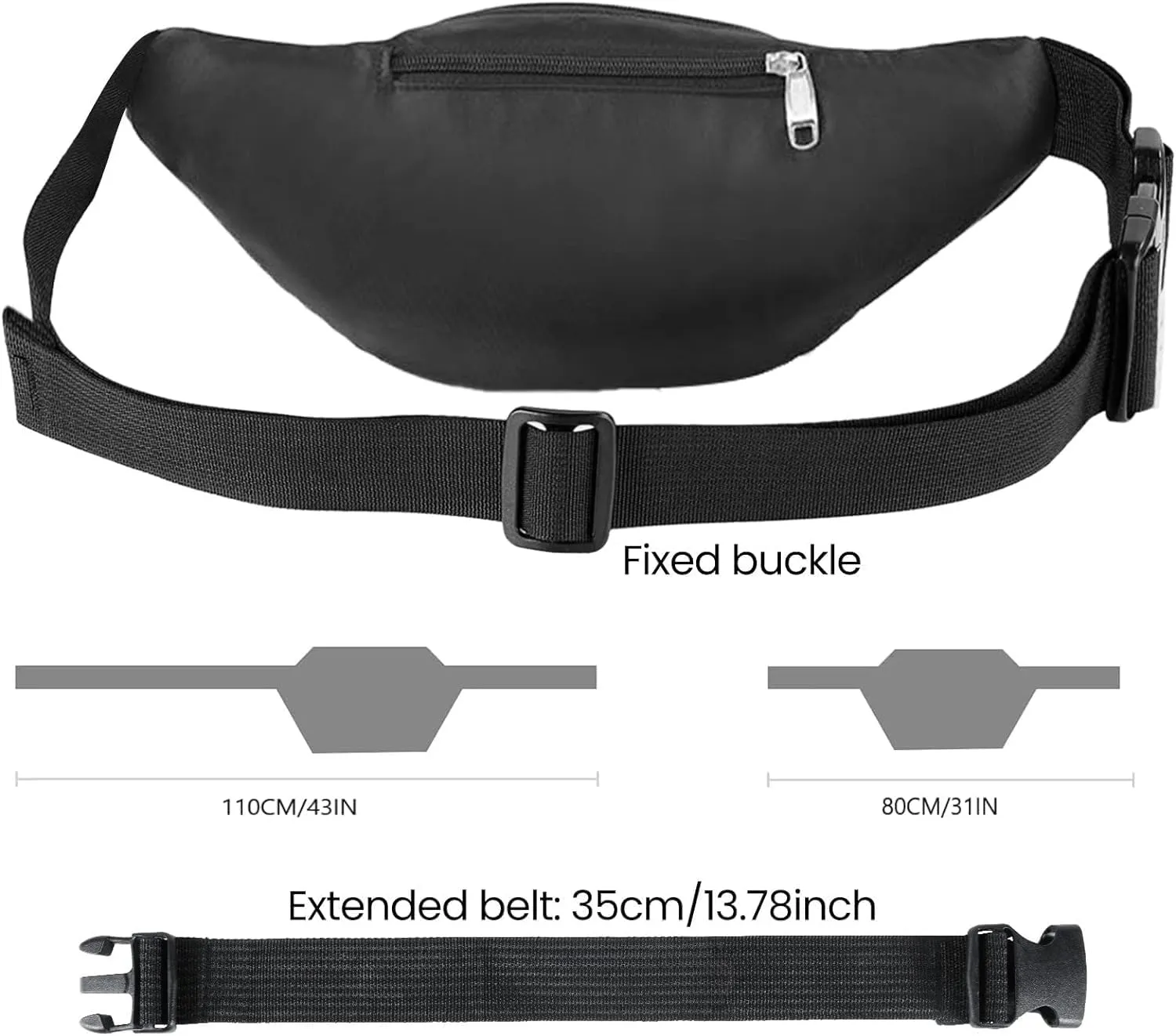 Waterproof Bumbags, Large Capacity Waist 4 Pockets for Women Men Kids Girls Waist Bag for Outdoor Running Hiking for Dog Walking Sports Workout Traveling Casual Travel Wallets Pouch (Black)