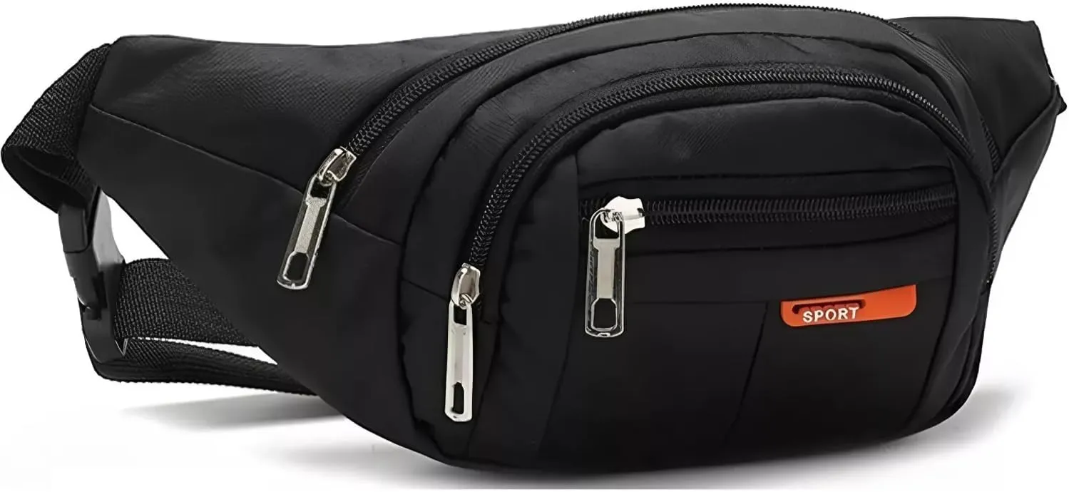 Waterproof Bumbags, Large Capacity Waist 4 Pockets for Women Men Kids Girls Waist Bag for Outdoor Running Hiking for Dog Walking Sports Workout Traveling Casual Travel Wallets Pouch (Black)