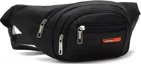 Waterproof Bumbags, Large Capacity Waist 4 Pockets for Women Men Kids Girls Waist Bag for Outdoor Running Hiking for Dog Walking Sports Workout Traveling Casual Travel Wallets Pouch (Black)