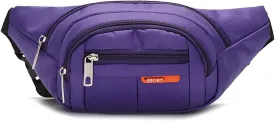 Waterproof Bumbags, Large Capacity Waist 4 Pockets for Women Men Kids Girls Waist Bag for Outdoor Running Hiking for Dog Walking Sports Workout Traveling Casual Travel Wallets Pouch (Purple)