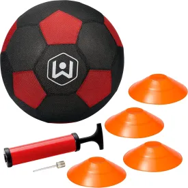 Wicked Big Sports Soccer Ball-Supersized Soccer Ball with Goal or Drill Setup Cones Outdoor Sport Tailgate Backyard Beach Game Fun for All, One Size, Red