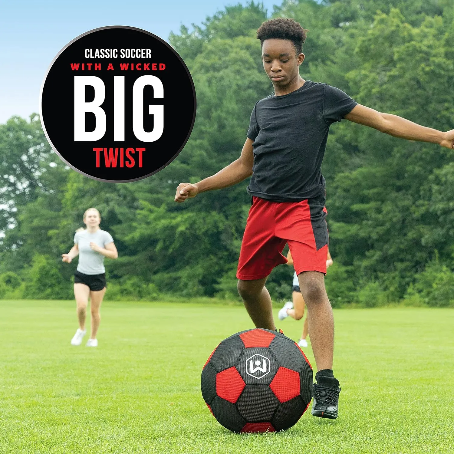 Wicked Big Sports Soccer Ball-Supersized Soccer Ball with Goal or Drill Setup Cones Outdoor Sport Tailgate Backyard Beach Game Fun for All, One Size, Red