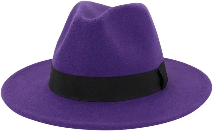 Women Vintage Wide Brim Fedora Hat with Belt Buckle Men Women Wide Brim Panama Hat Jazz Hat Cap