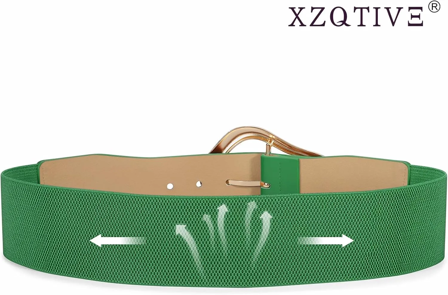 XZQTIVE Women Wide Elastic Waist Belt for Dresses Fashion Big Gold Buckle Stretchy Leather Waistband for Ladies
