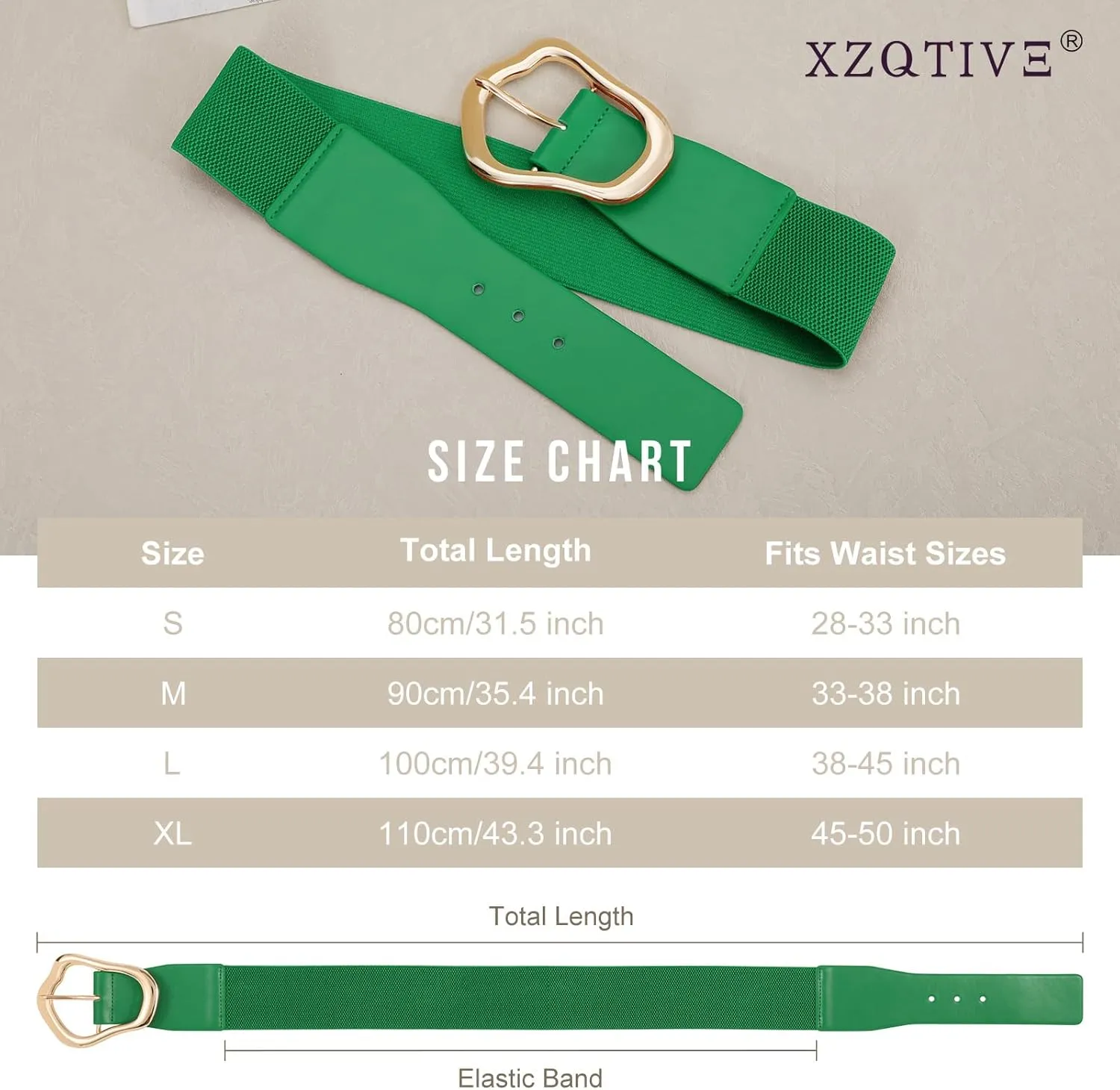 XZQTIVE Women Wide Elastic Waist Belt for Dresses Fashion Big Gold Buckle Stretchy Leather Waistband for Ladies
