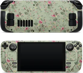 ZOOMHITSKINS Steam Deck Skin, Compatible with Steam Deck Skins, Vintage Boho Leaf Flowers Green, Protective Skin Wrap Set for Valve Steam Deck Accessories, Durable 3M Vinyl Decal, Made in The USA